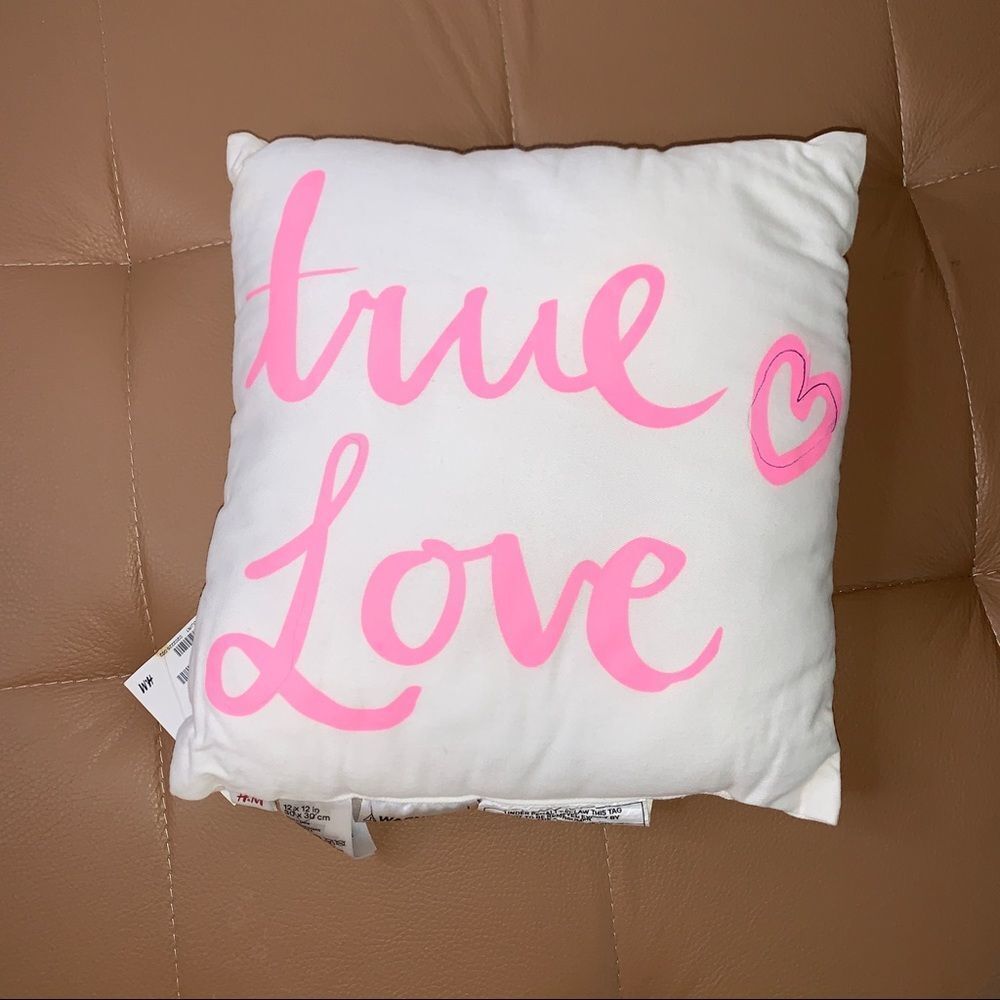 H&M printed cushion white True Love 12”x12” Pillow